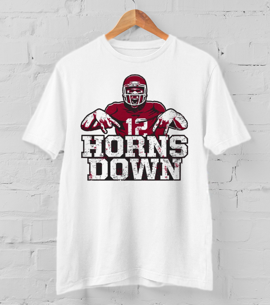 Horns Down 12 Oklahoma Sooners Football Player T-Shirt
