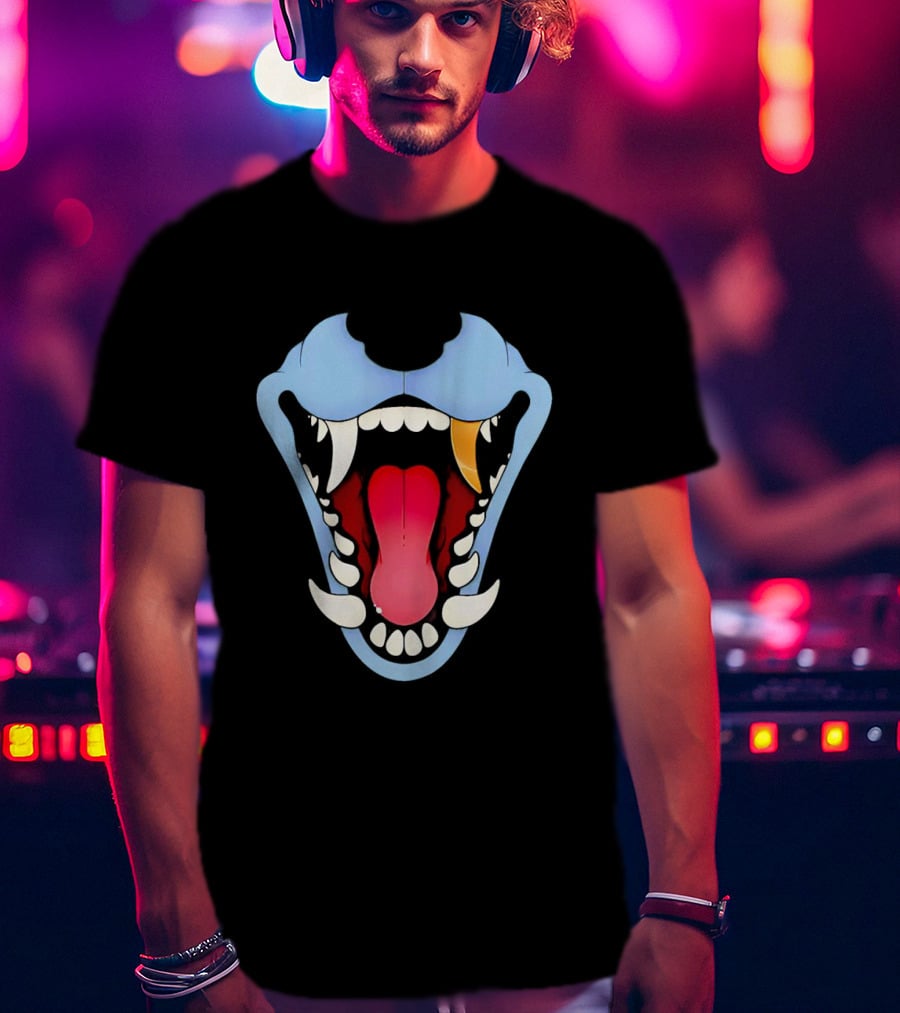 Slosh Dog Blue Maw Opened Red Tongue T-Shirt