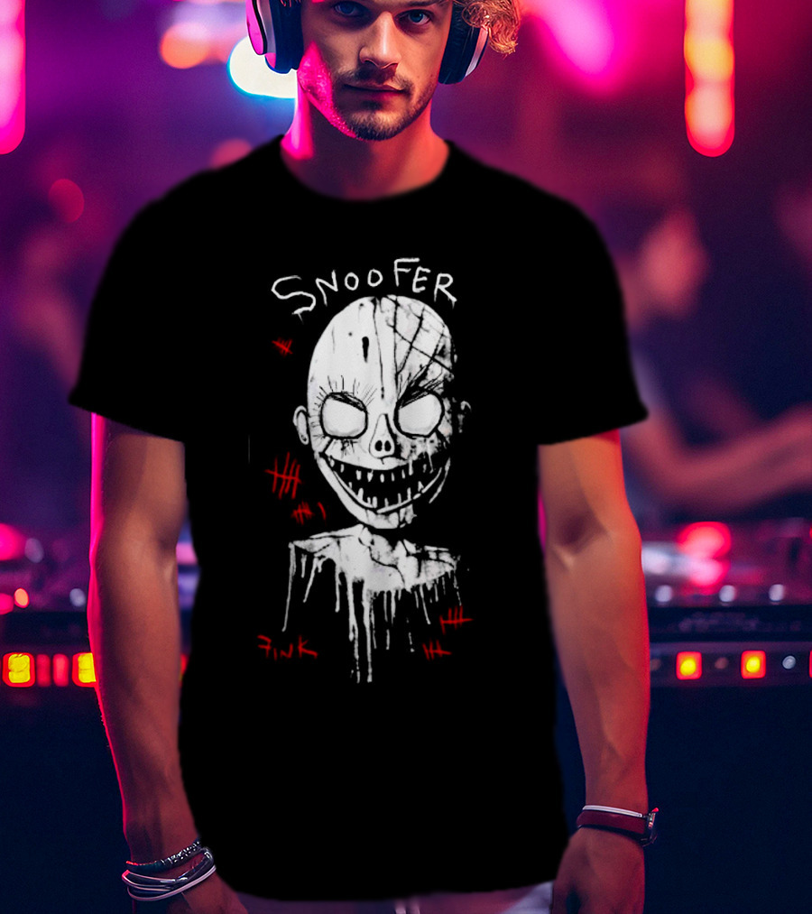 Snoofer Horror Halloween Creepy Mask Fink Scary T-Shirt