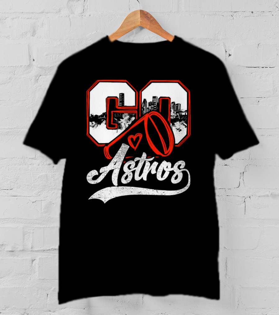 Go Astros City Cheer With Heart And Megaphone T-Shirt