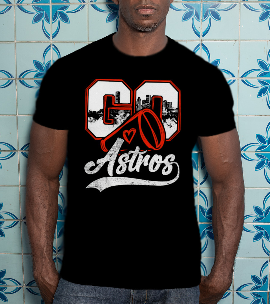 Go Astros City Cheer With Heart And Megaphone T-Shirt