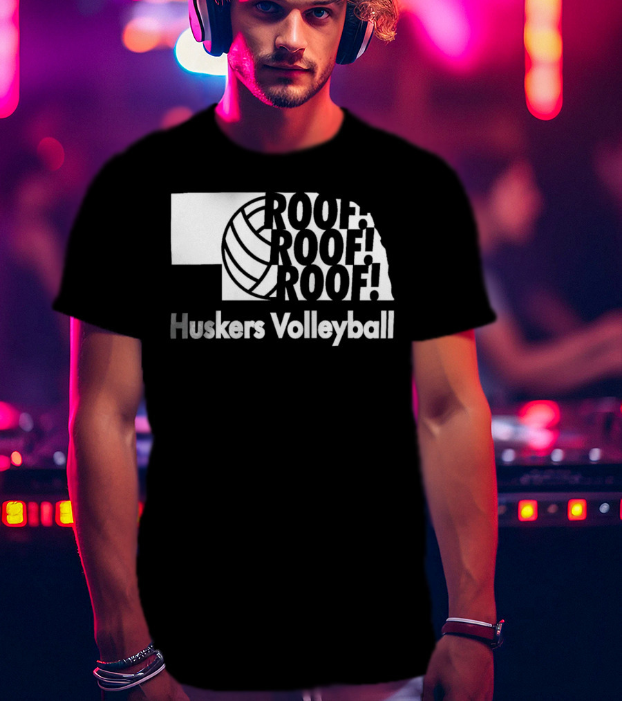 Huskers Volleyball Roof Roof Roof T-Shirt