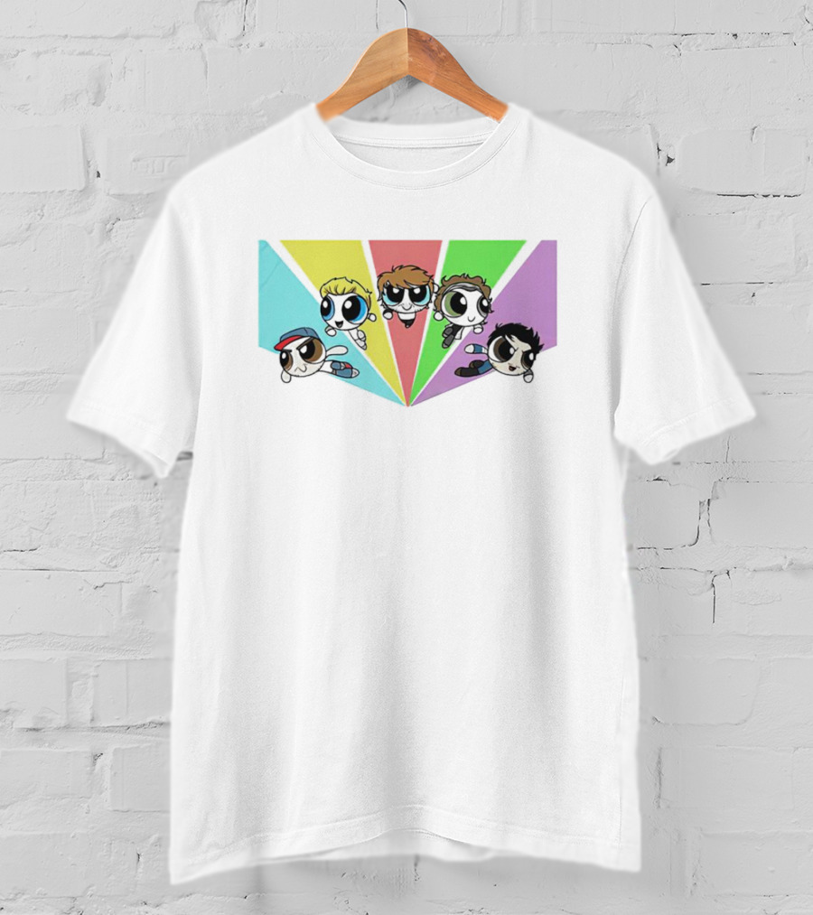 Powerpuff Girls Meet One Direction Cartoon Mashup T-Shirt