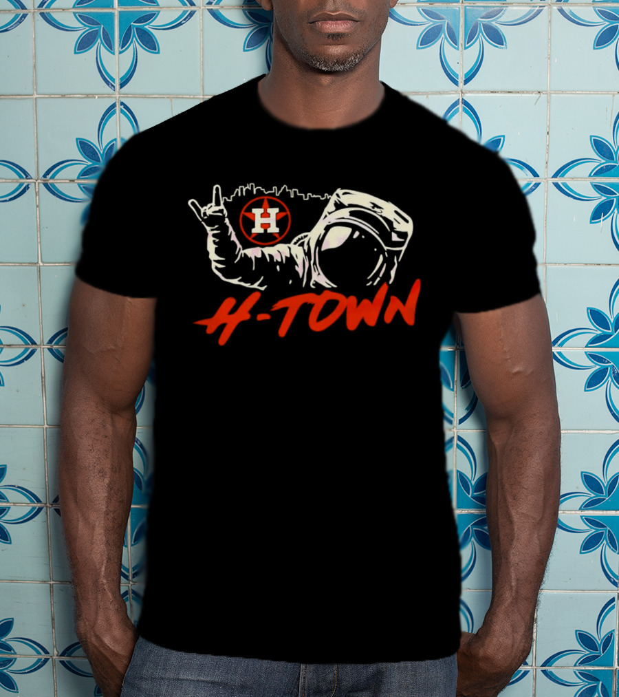 Houston Astros H-Town Astronaut Skyline Baseball T-Shirt