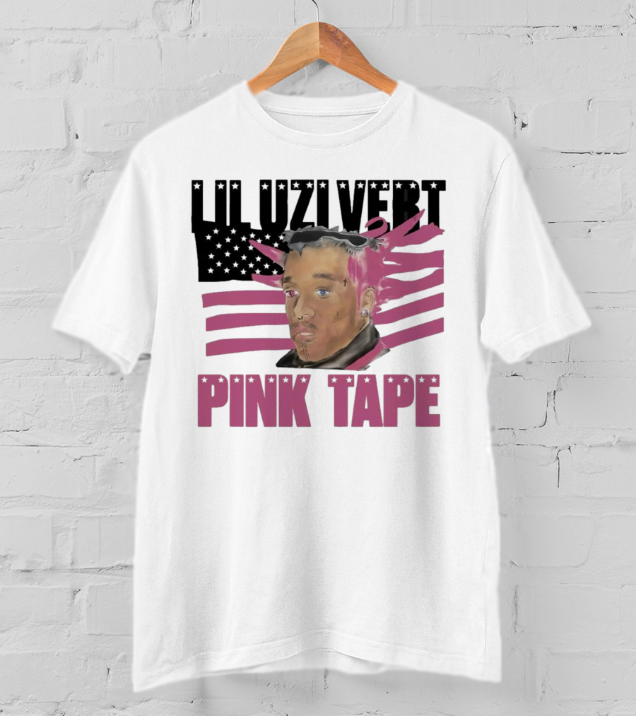 Lil Uzi Vert Pink Tape Black American Flag T-Shirt