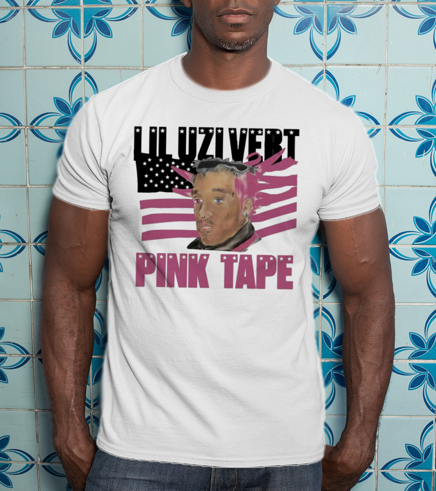 Lil Uzi Vert Pink Tape Black American Flag T-Shirt