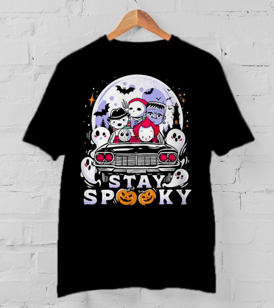 Stay Spooky Halloween Horror Movie Characters Car Ride T-Shirt