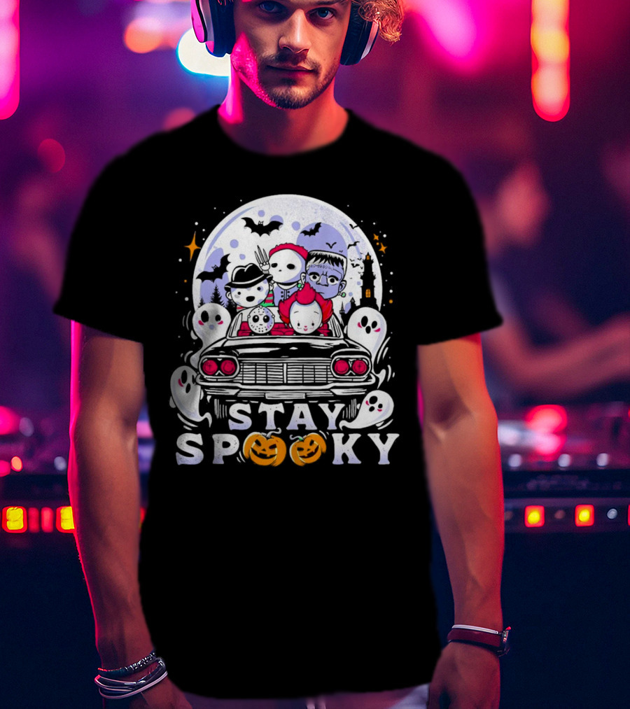 Stay Spooky Halloween Horror Movie Characters Car Ride T-Shirt