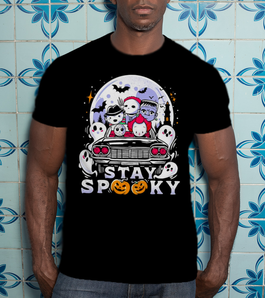 Stay Spooky Halloween Horror Movie Characters Car Ride T-Shirt