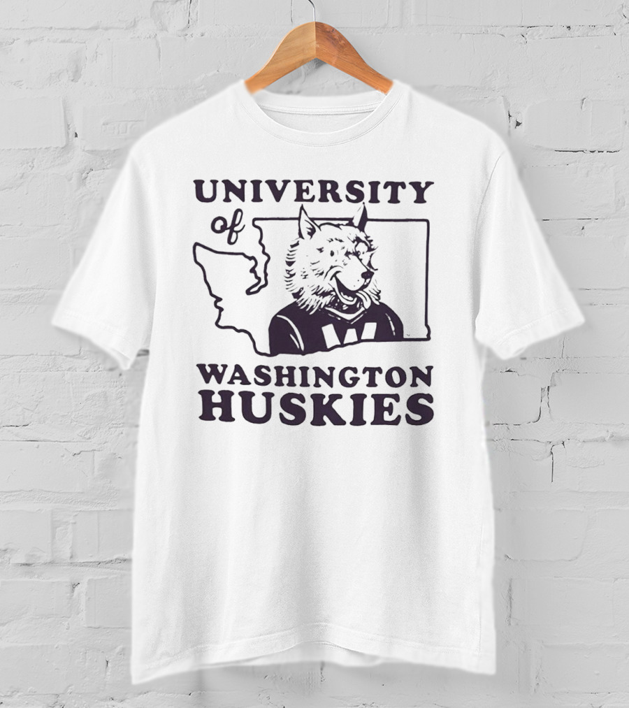 University Of Washington Huskies Mascot Outline Map T-Shirt