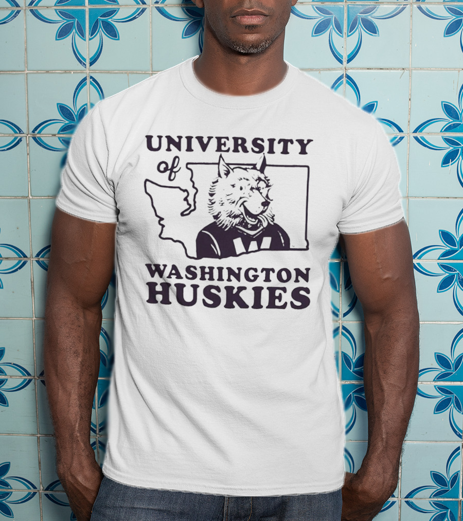 University Of Washington Huskies Mascot Outline Map T-Shirt