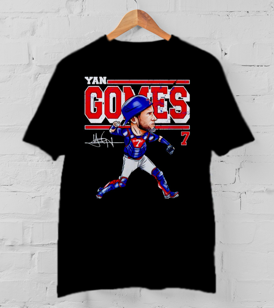 Yan Gomes Chicago Cubs Cartoon Vintage 7 Baseball Caricature T-Shirt