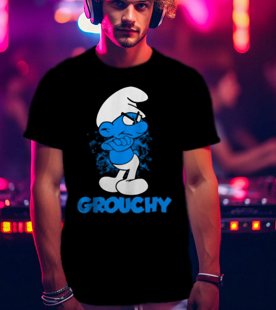 Grouchy Smurf Blue Attitude Character T-Shirt