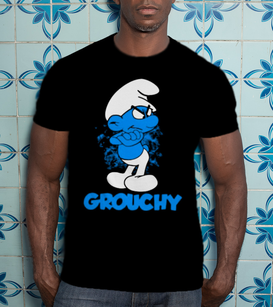 Grouchy Smurf Blue Attitude Character T-Shirt