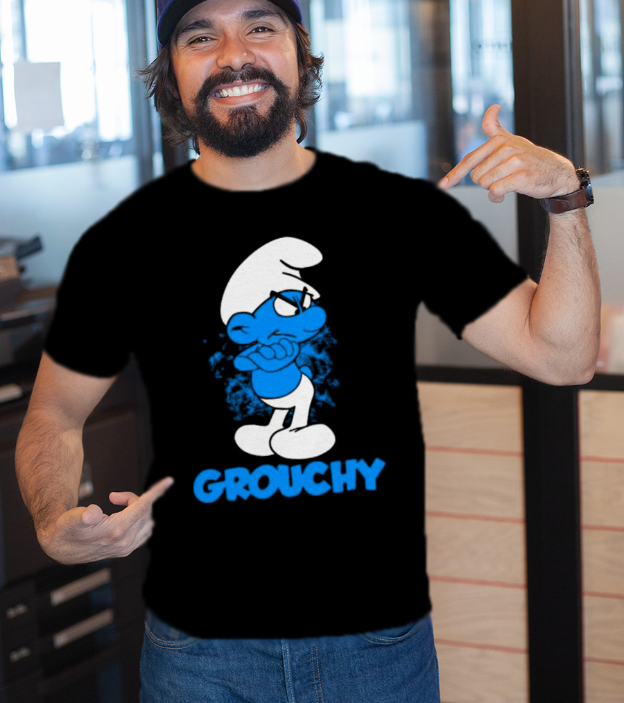 Grouchy Smurf Blue Attitude Character T-Shirt