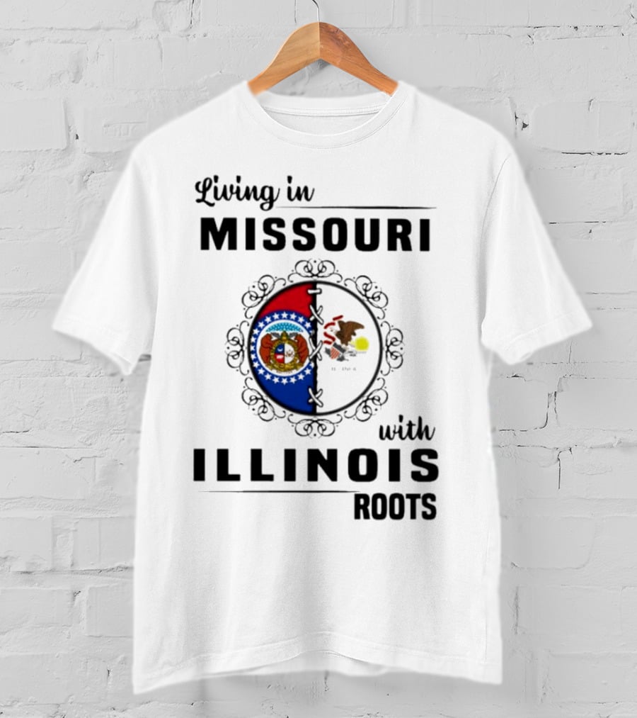 Living In Missouri With Illinois Roots State Seals Emblem T-Shirt