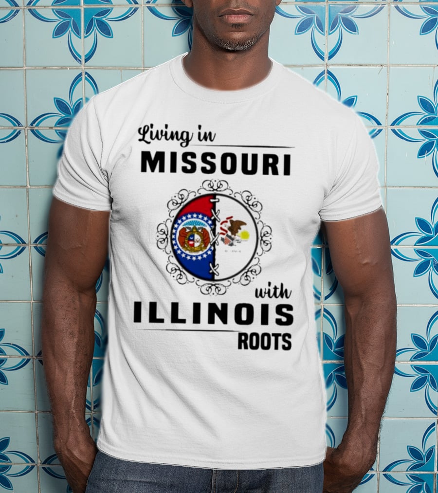 Living In Missouri With Illinois Roots State Seals Emblem T-Shirt