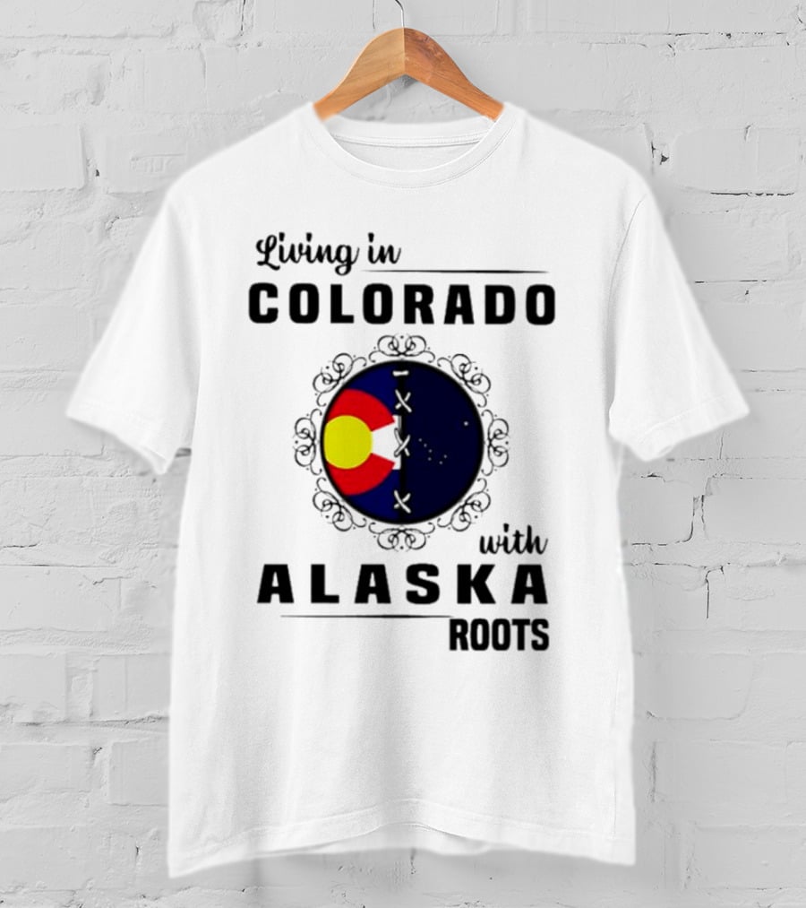 Living In Colorado With Alaska Roots Flag Circle T-Shirt