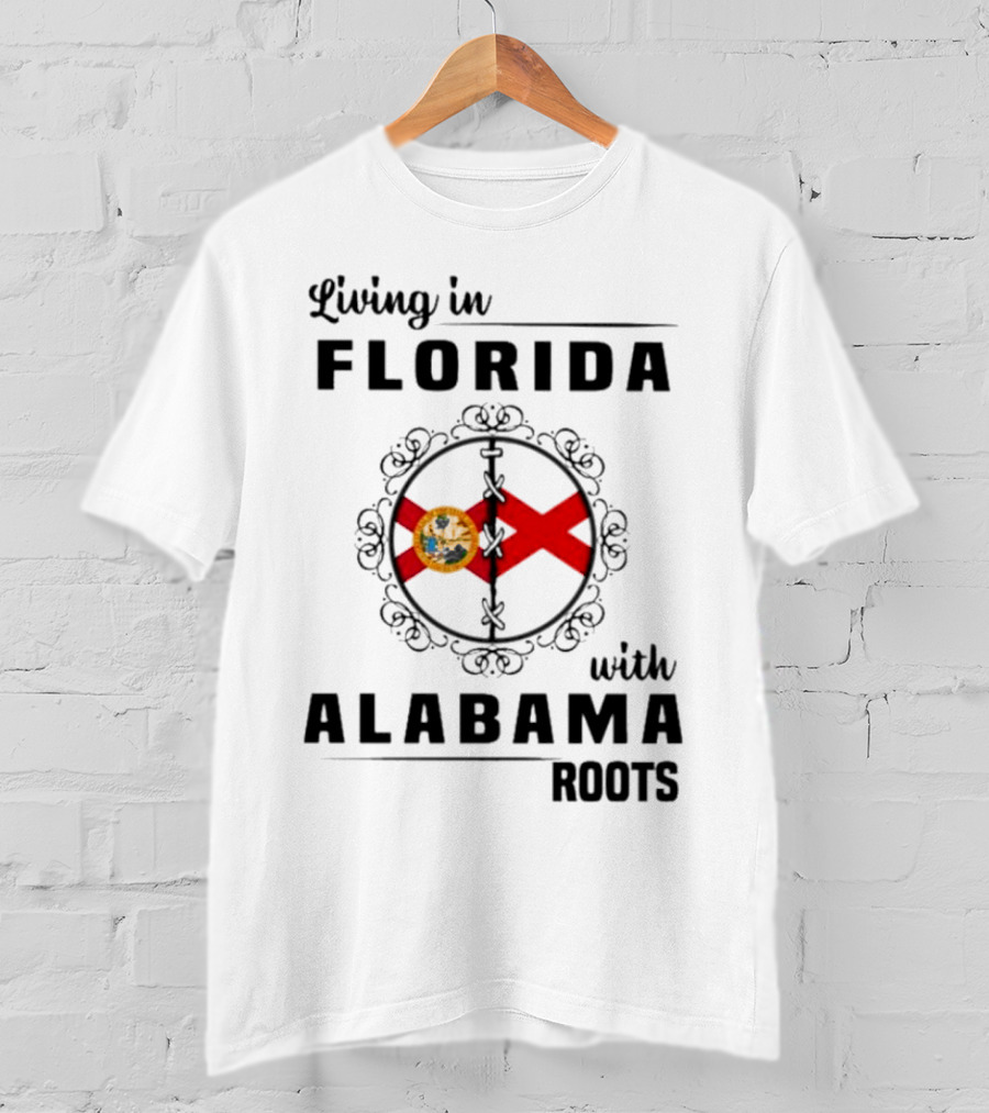 Living In Florida With Alabama Roots State Flags Circular T-Shirt