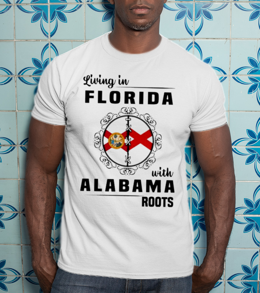 Living In Florida With Alabama Roots State Flags Circular T-Shirt