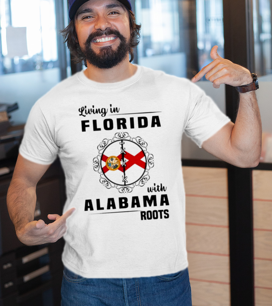 Living In Florida With Alabama Roots State Flags Circular T-Shirt