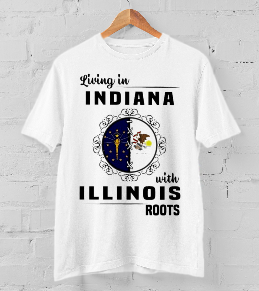 Indiana Living With Illinois Roots Emblem T-Shirt