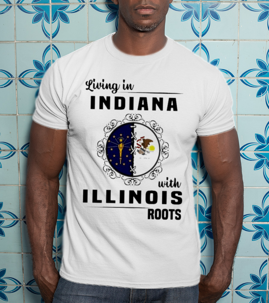 Indiana Living With Illinois Roots Emblem T-Shirt