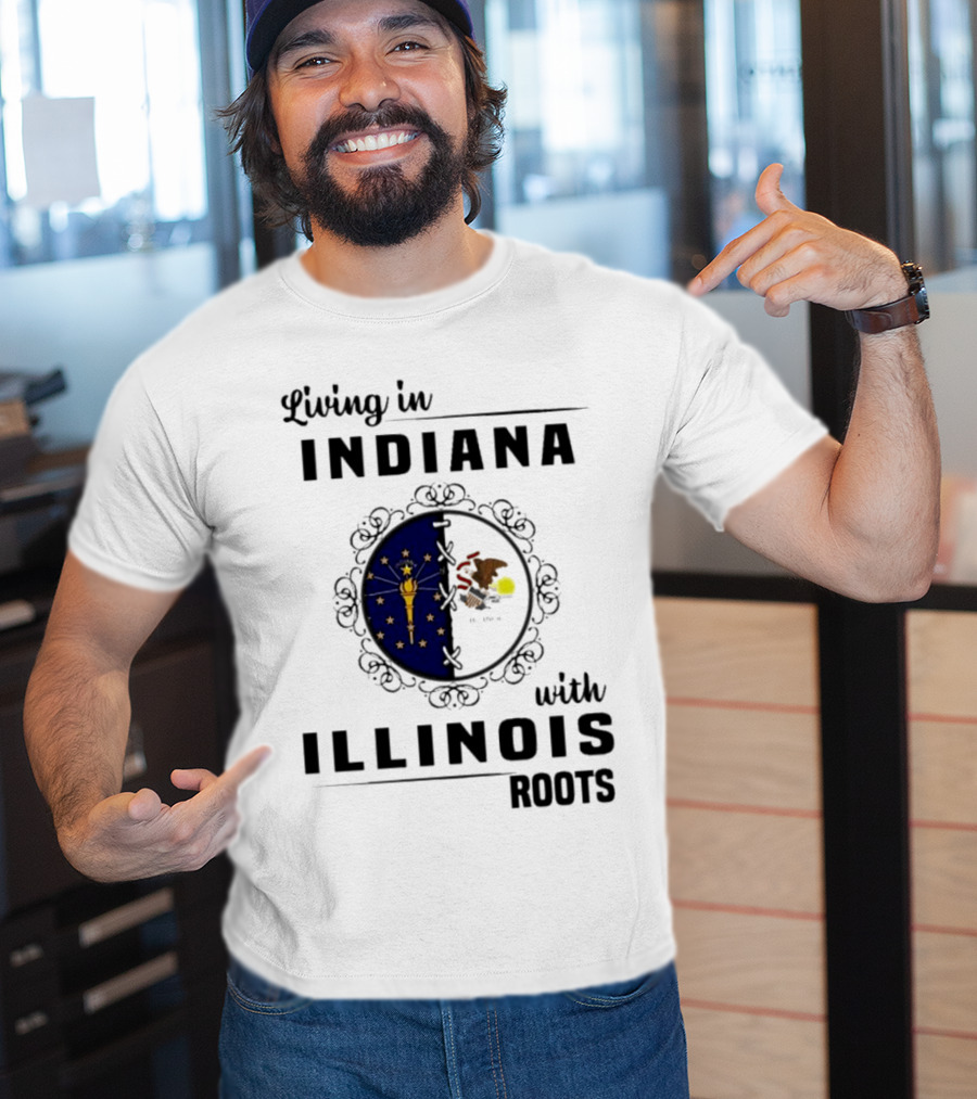 Indiana Living With Illinois Roots Emblem T-Shirt