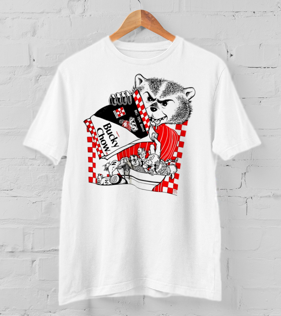 Bucky Badger Bucky Chow Big Ten Blend Football Mischief T-Shirt