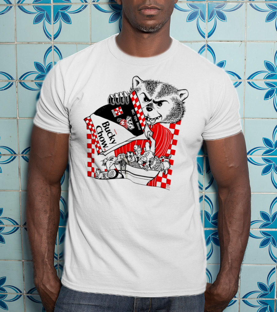 Bucky Badger Bucky Chow Big Ten Blend Football Mischief T-Shirt