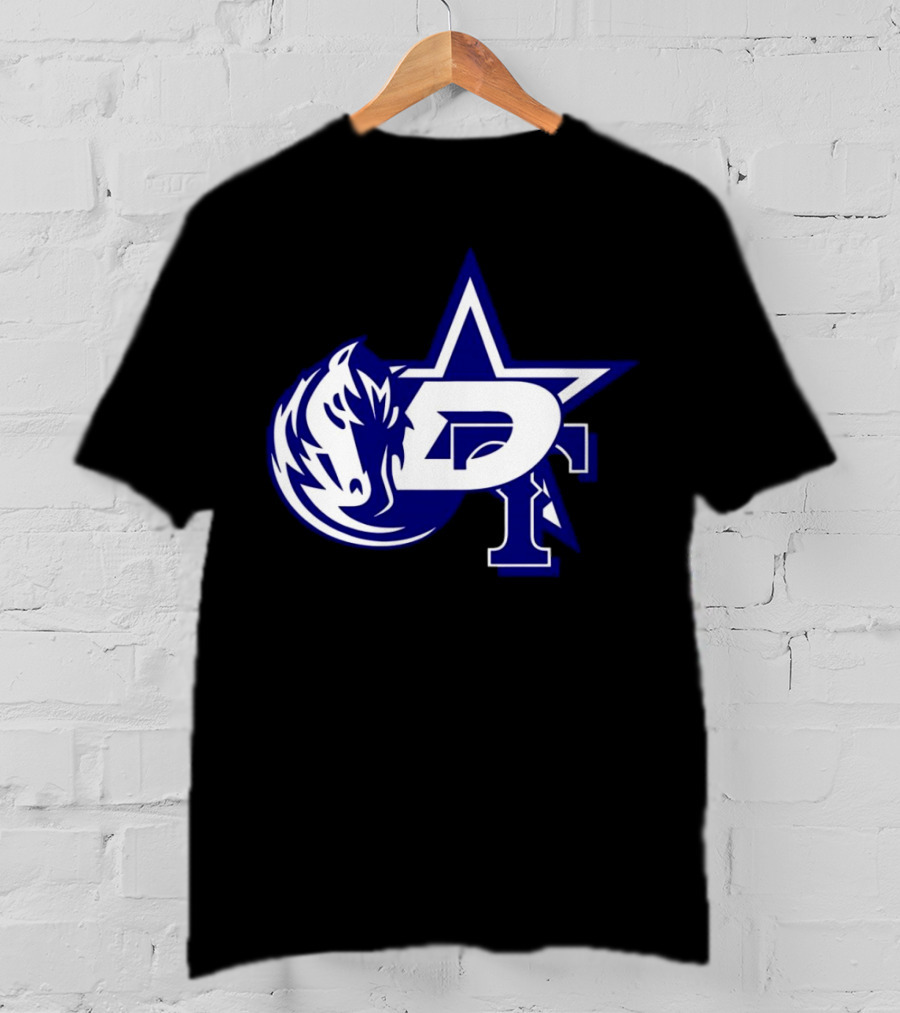 Dallas Cowboys Stars Mavericks Rangers Team Logos 4 Sports Collaboration T-Shirt