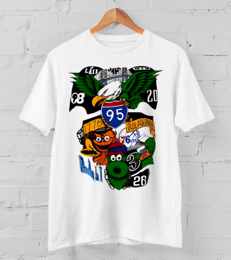 LII Eagle 215 Philadelphia 98 20 1776 76ers 26 Mascot T-Shirt
