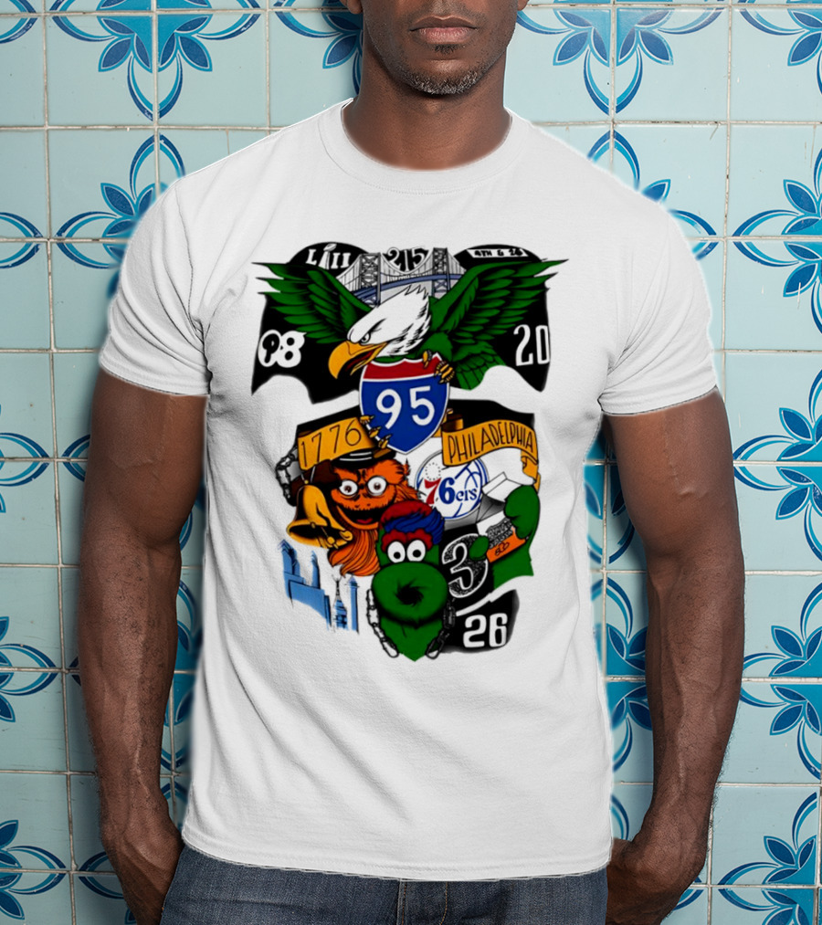 LII Eagle 215 Philadelphia 98 20 1776 76ers 26 Mascot T-Shirt