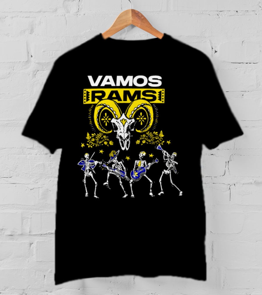 Vamos Rams Dia De Los Muertos Skeleton Dance T-Shirt