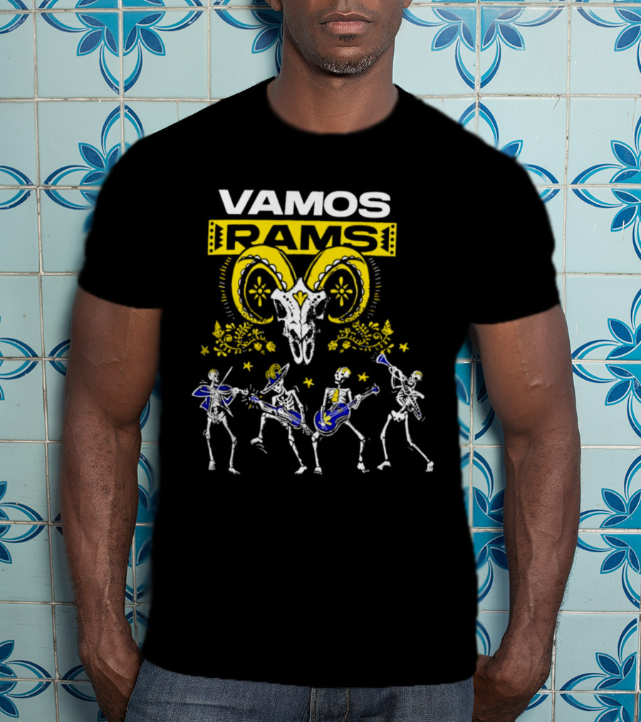 Vamos Rams Dia De Los Muertos Skeleton Dance T-Shirt