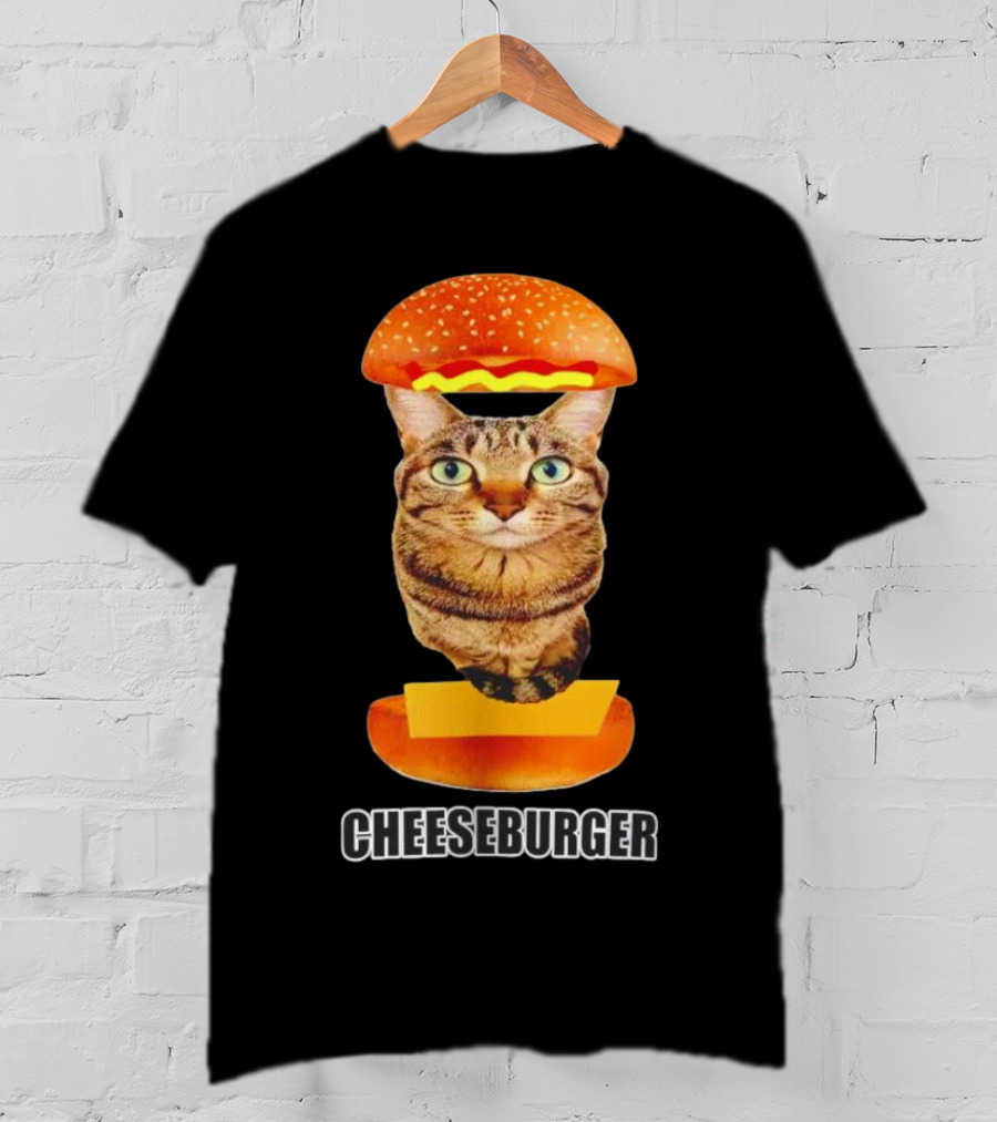 Cat Cheeseburger Head Sandwich T-Shirt