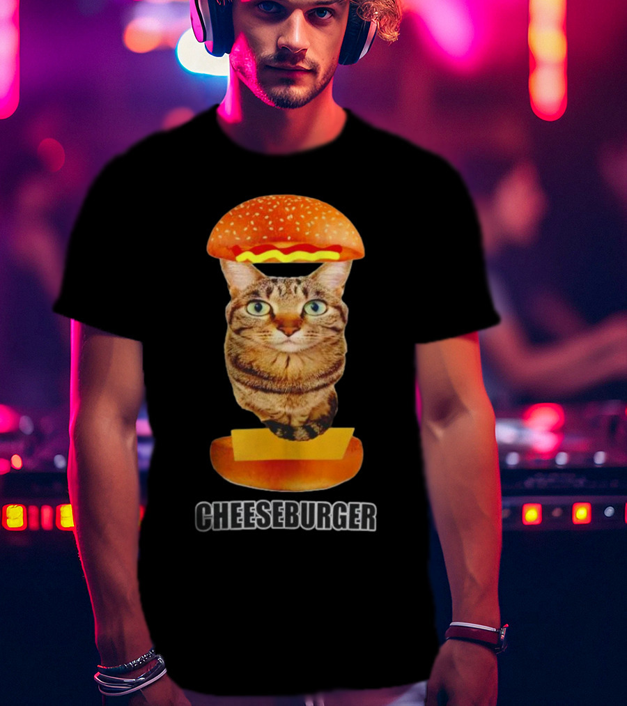 Cat Cheeseburger Head Sandwich T-Shirt