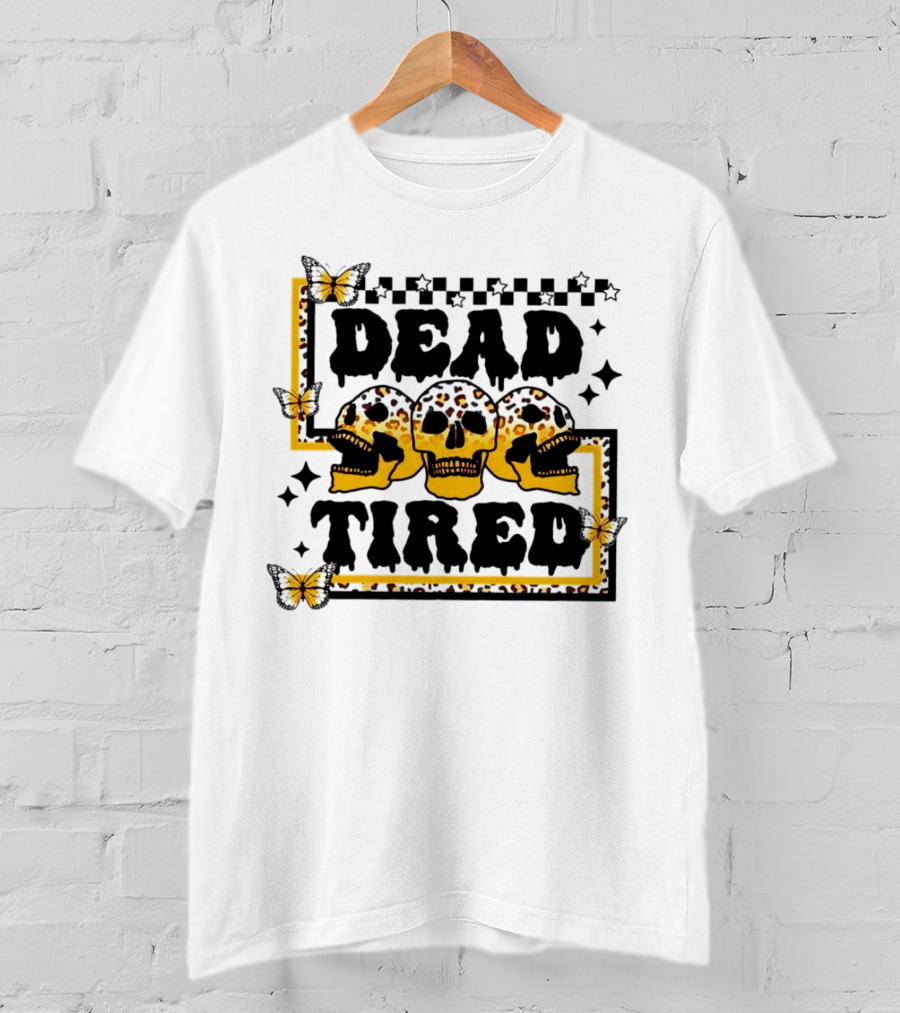 Dead Tired Skull Butterflies Stars Trio T-Shirt