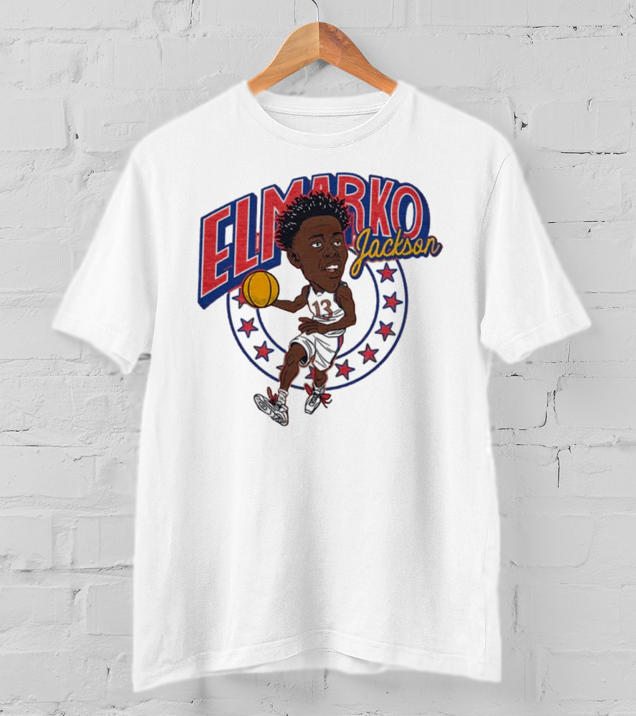Elmarko Jackson Kansas Jayhawks Basketball Vintage Stars T-Shirt