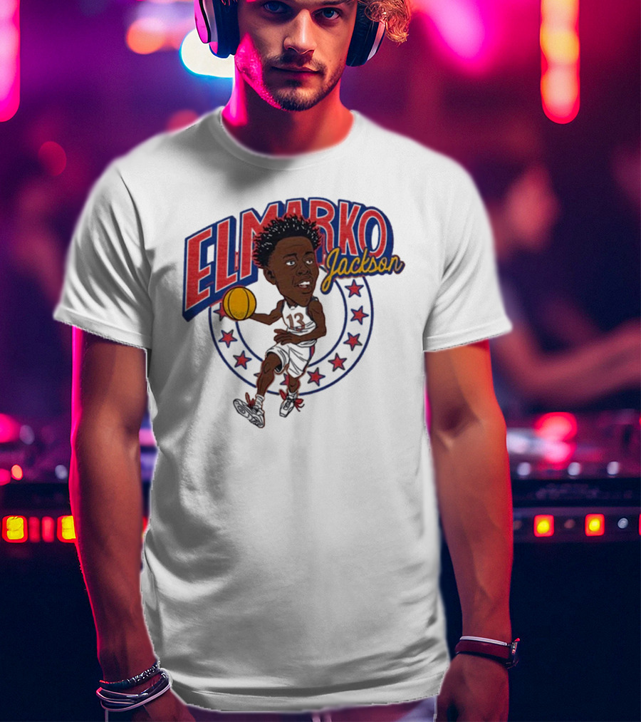 Elmarko Jackson Kansas Jayhawks Basketball Vintage Stars T-Shirt