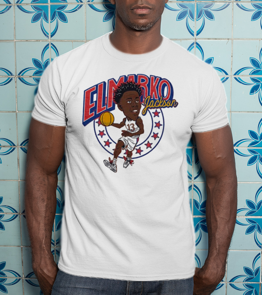 Elmarko Jackson Kansas Jayhawks Basketball Vintage Stars T-Shirt
