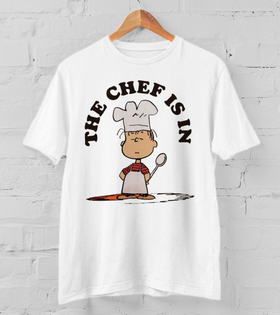Linus Peanuts The Chef Is In Cooking Spoon Comic Character T-Shirt