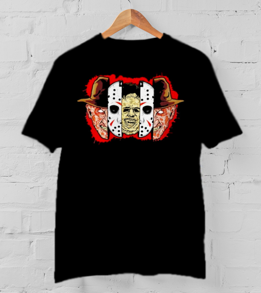 Michael Myers Jason Voorhees Freddy Krueger Slasher Trio Mask Horror Icons T-Shirt