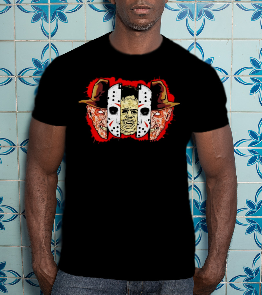 Michael Myers Jason Voorhees Freddy Krueger Slasher Trio Mask Horror Icons T-Shirt