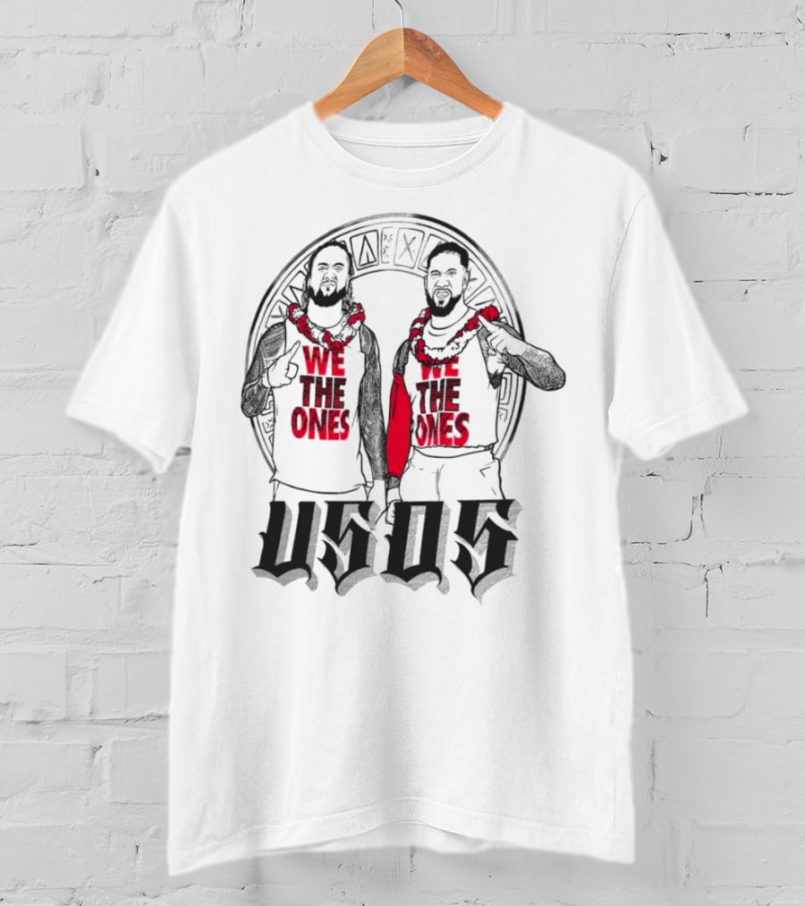 Ripple Junction Gray The Usos We The Ones Red Text And Figures T-Shirt