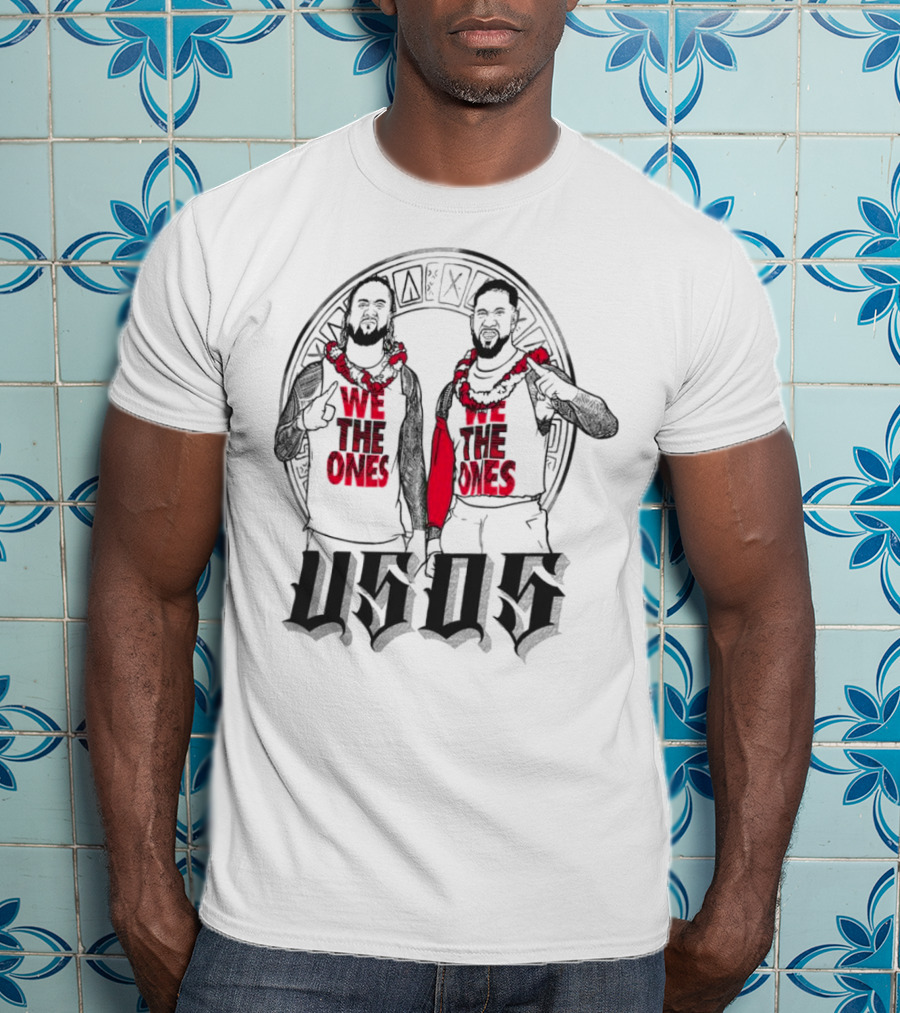 Ripple Junction Gray The Usos We The Ones Red Text And Figures T-Shirt