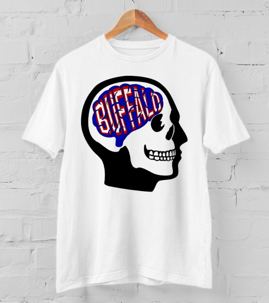 Buffalo Brain Outline In Skull T-Shirt