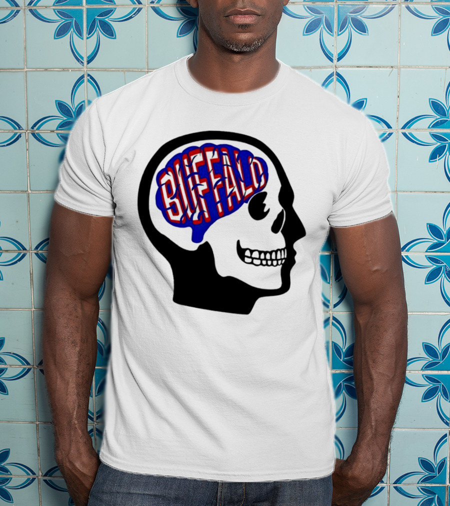 Buffalo Brain Outline In Skull T-Shirt