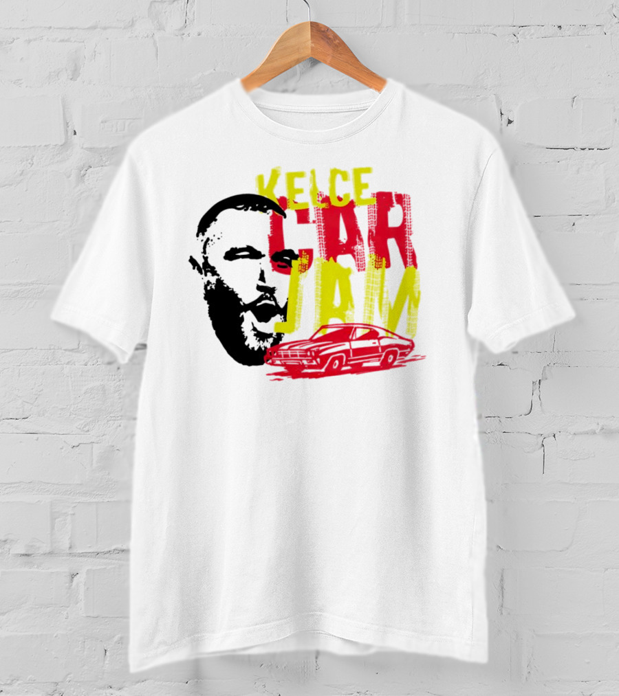 Kelce Car Jam Bold Yellow Red Face Car T-Shirt