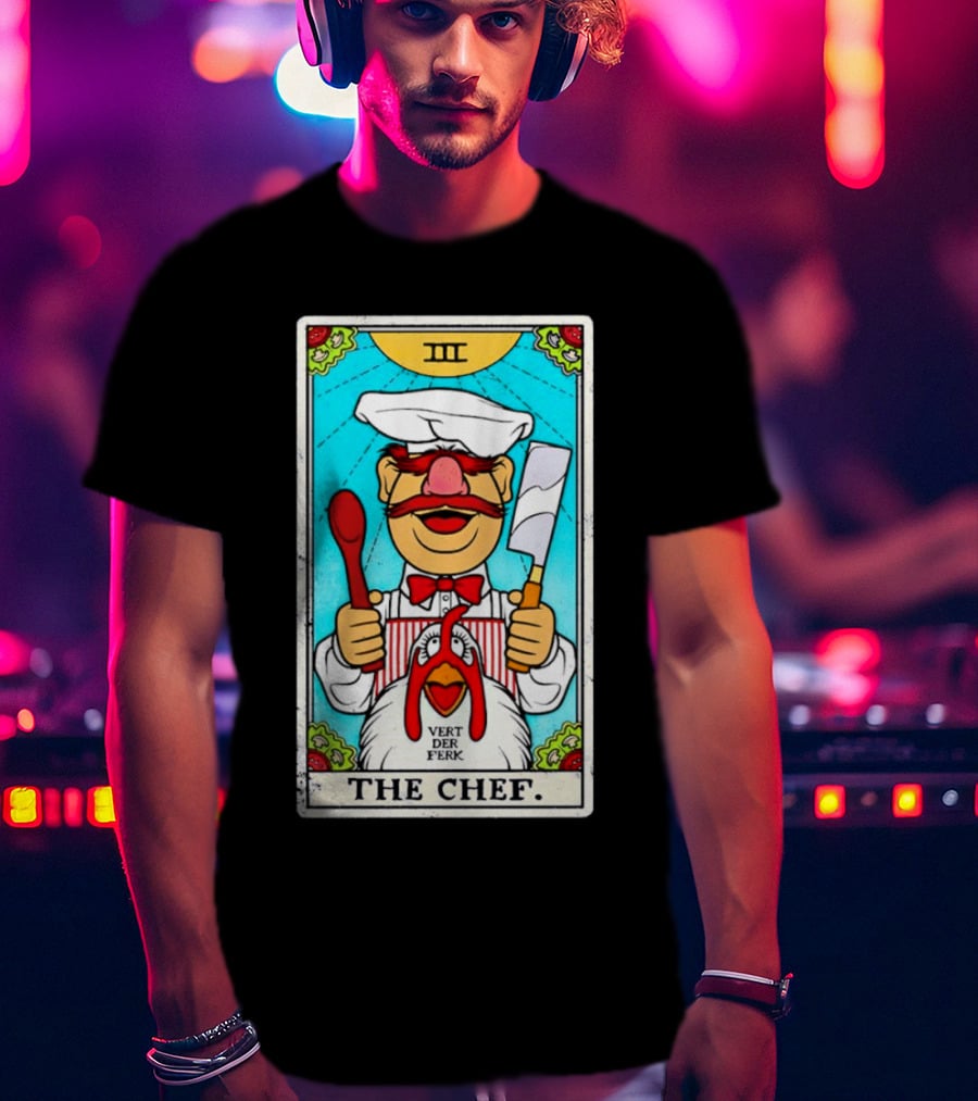 The Chef Tarot Card Vert Der Ferk Spoon Cleaver Chicken T-Shirt